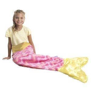 Snuggie Tail Soft Cozy Comfy Pink & Yellow Mermaid Tail Blanket Warm Cuddly